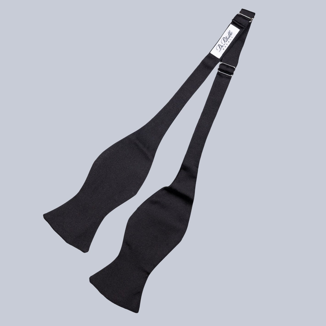 Black Ribbed Silk Cotton Bow Tie