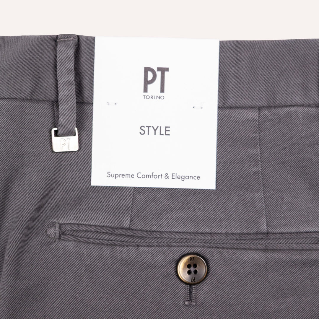 Washed Anthracite Grey Stretch Gabardine Trousers