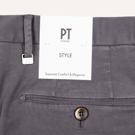 Washed Anthracite Grey Stretch Gabardine Trousers