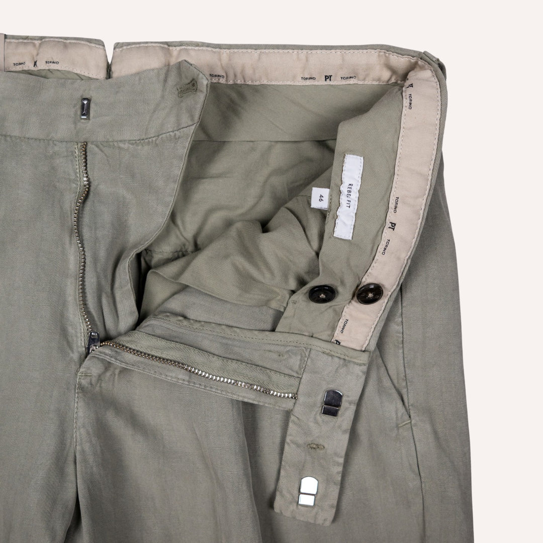 Sage Green Herringbone Trousers