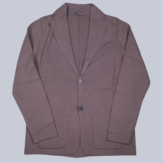 Taupe Extra Fine Merino Wool Cardigan Blazer