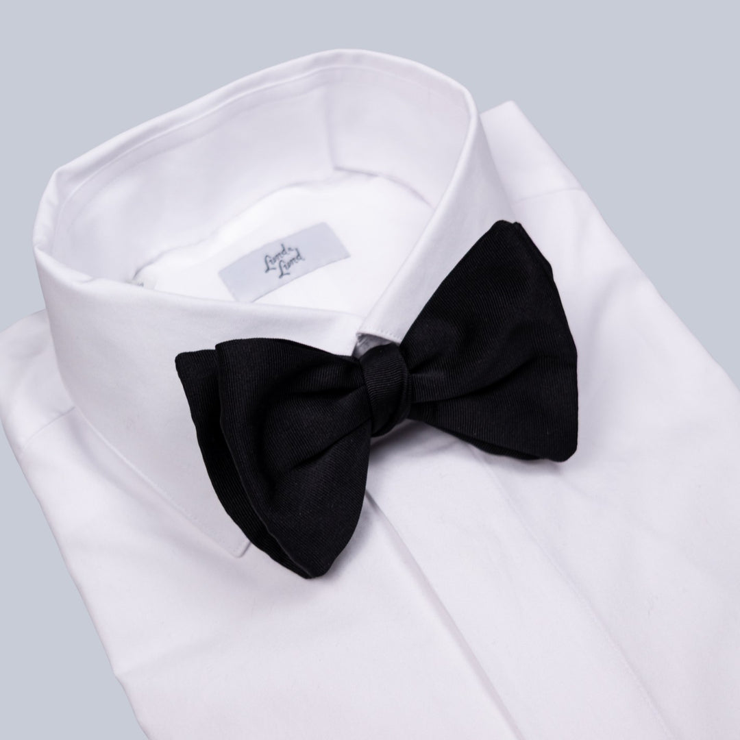 Black Ribbed Silk Cotton Bow Tie