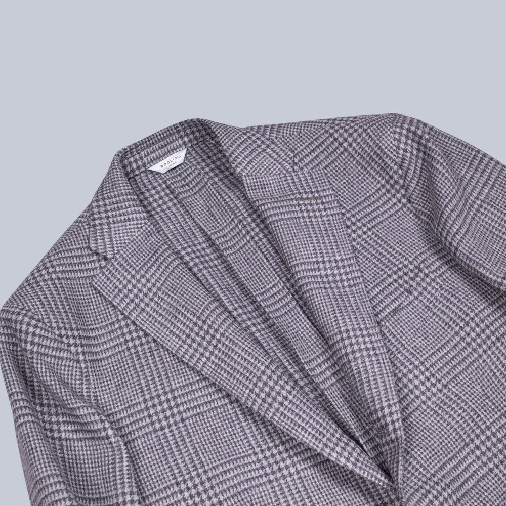 Grey Glencheck Wool Cashmere Blazer