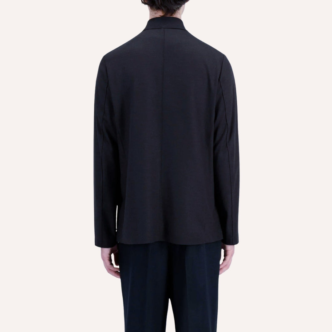 Navy Superfine Merino Wool Nehru Jacket