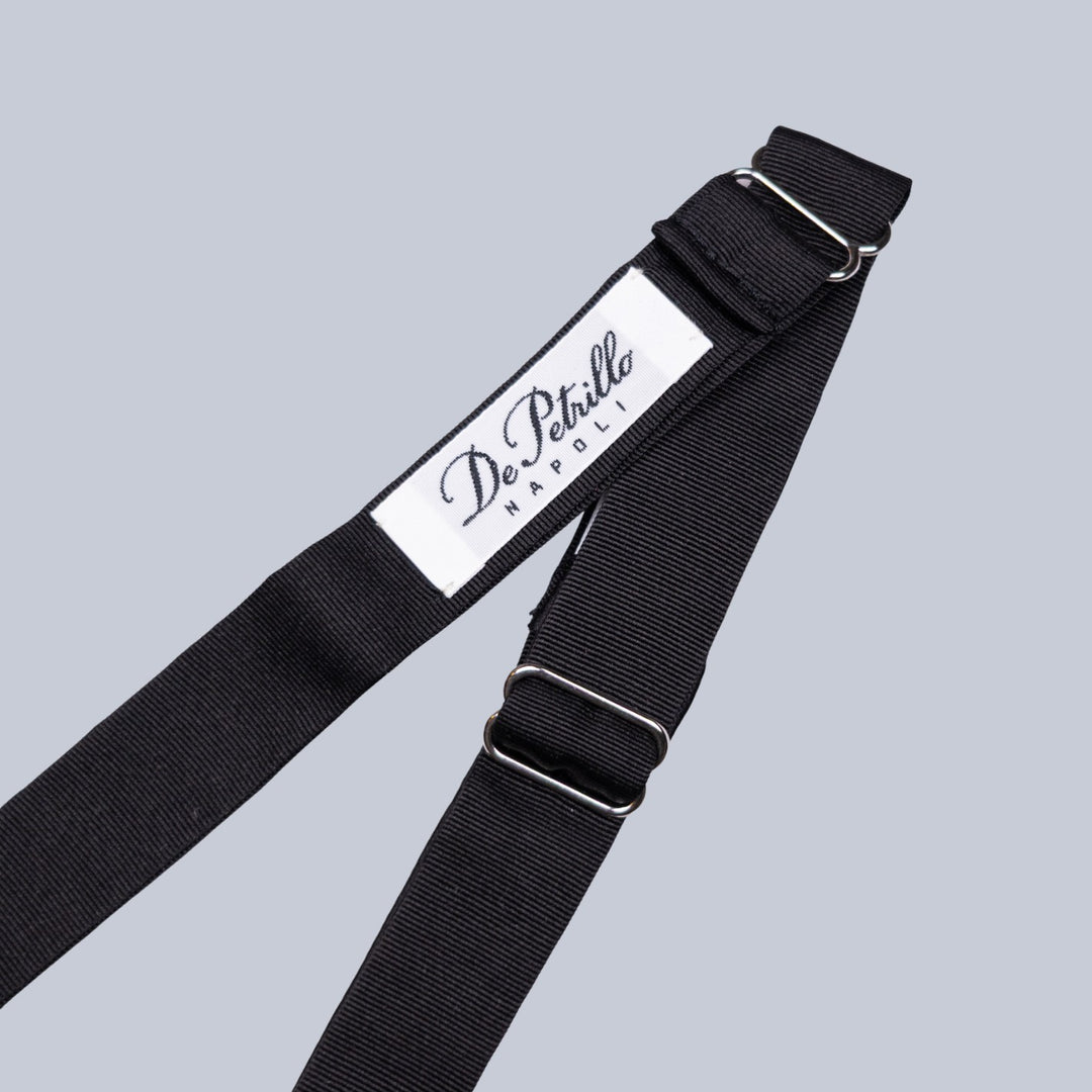 Black Ribbed Silk Cotton Bow Tie