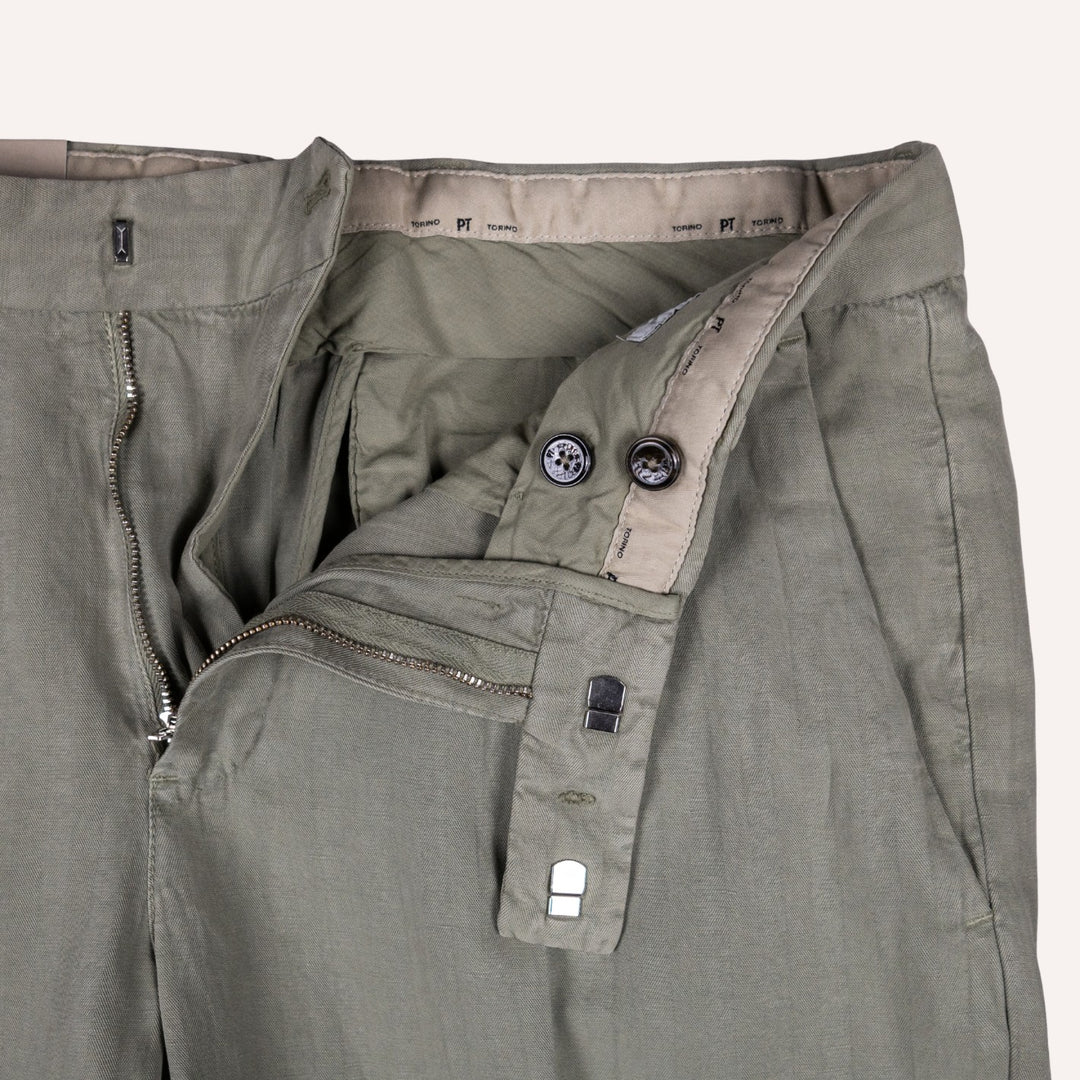 Sage Green Herringbone Trousers