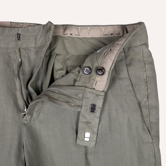 Sage Green Herringbone Trousers