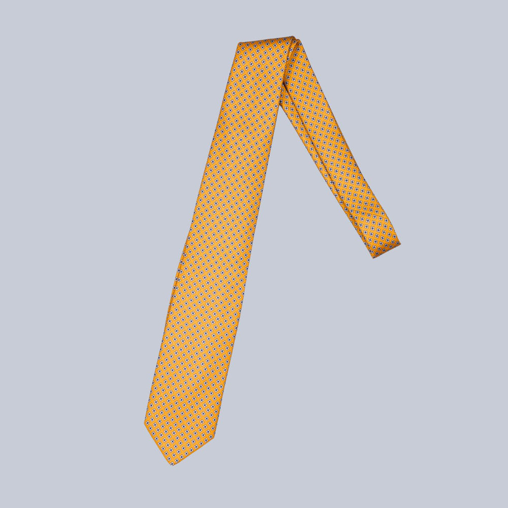 Yellow Navy & White Geometric Pattern Tie