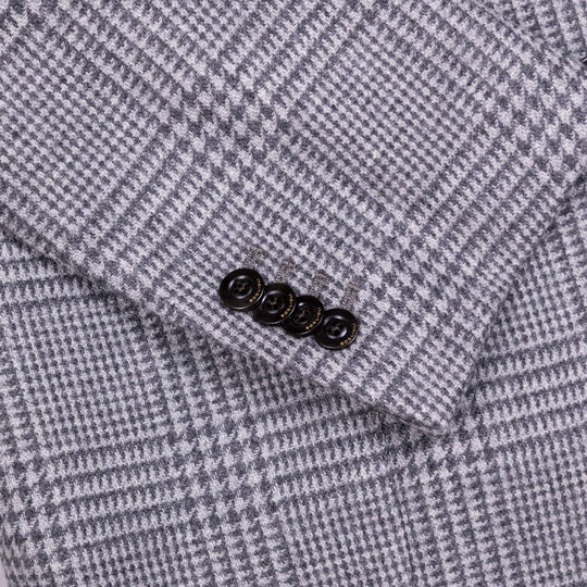 Grey Glencheck Wool Cashmere Blazer