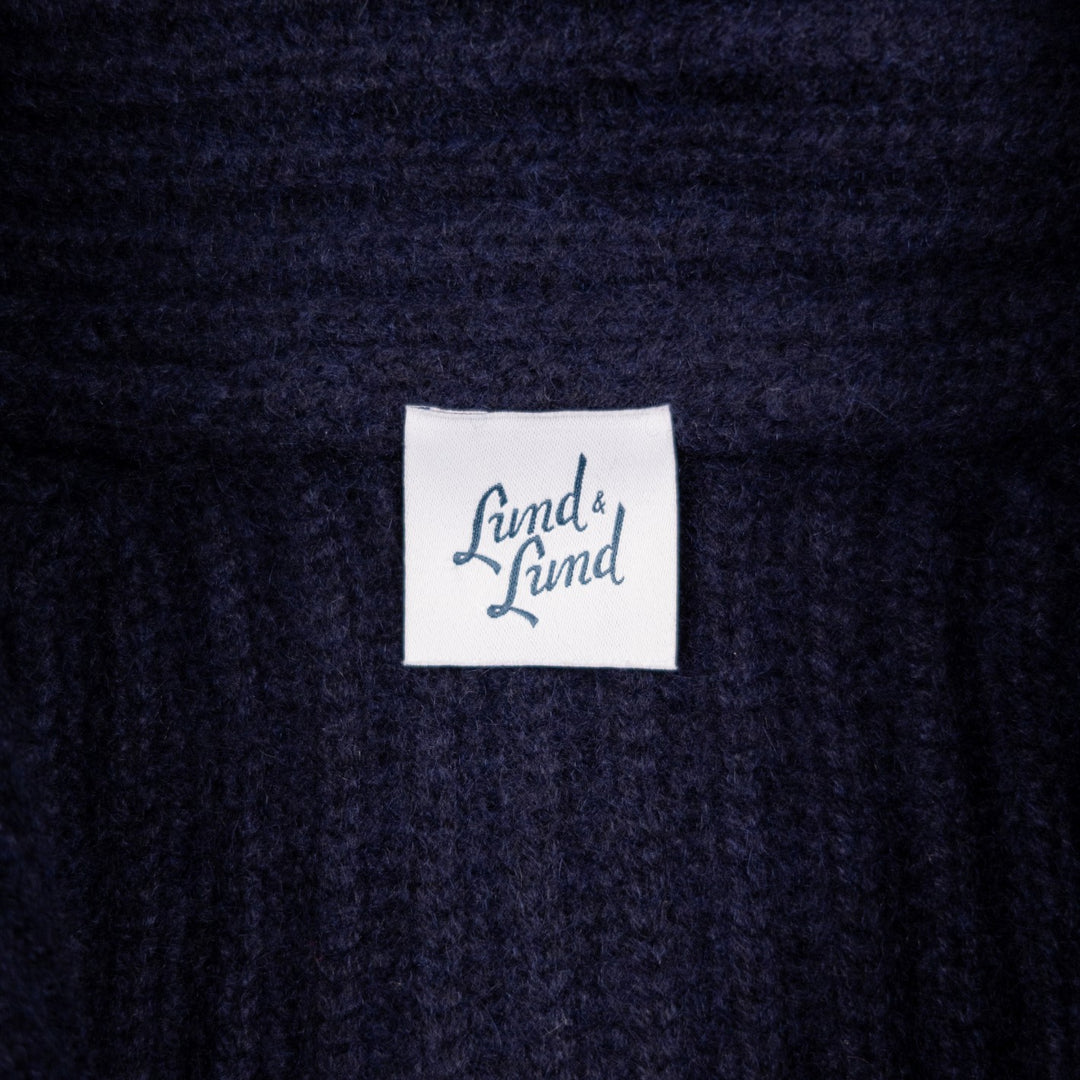 Navy Heavy Knitted Cashmere Shawl Collar Cardigan