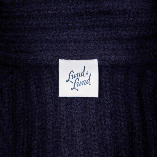 Navy Heavy Knitted Cashmere Shawl Collar Cardigan