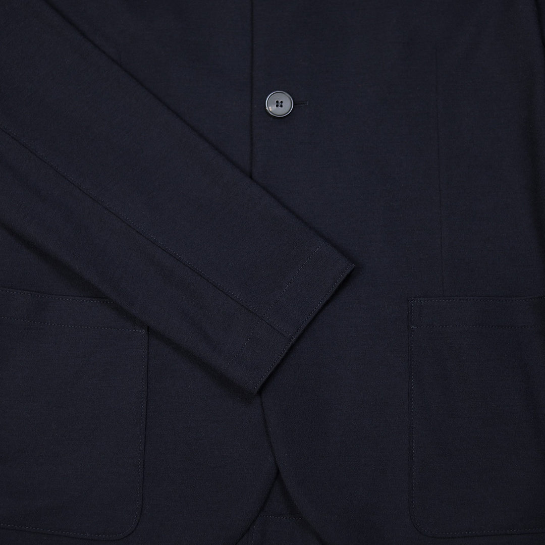 Navy Superfine Merino Wool Nehru Jacket