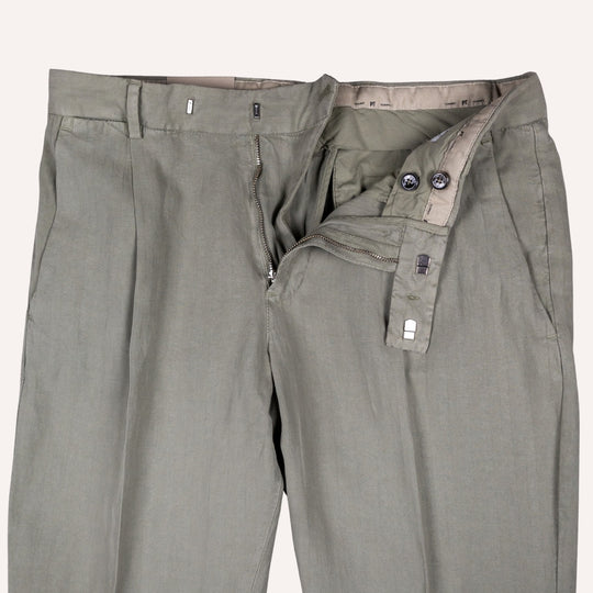 Sage Green Herringbone Trousers