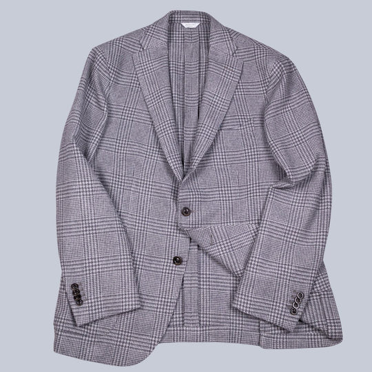 Grey Glencheck Wool Cashmere Blazer