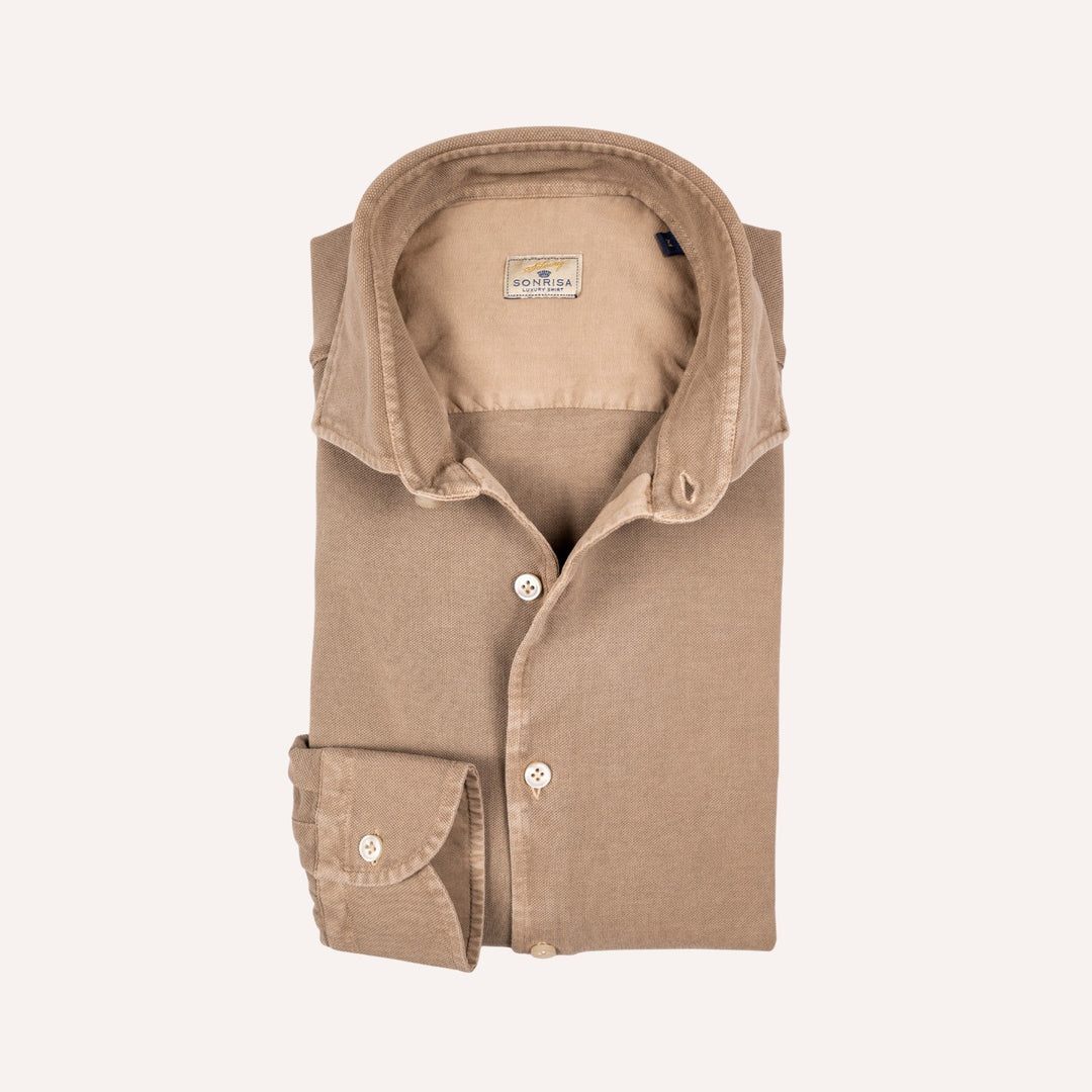 Dark Taupe Cotton Jersey Shirt