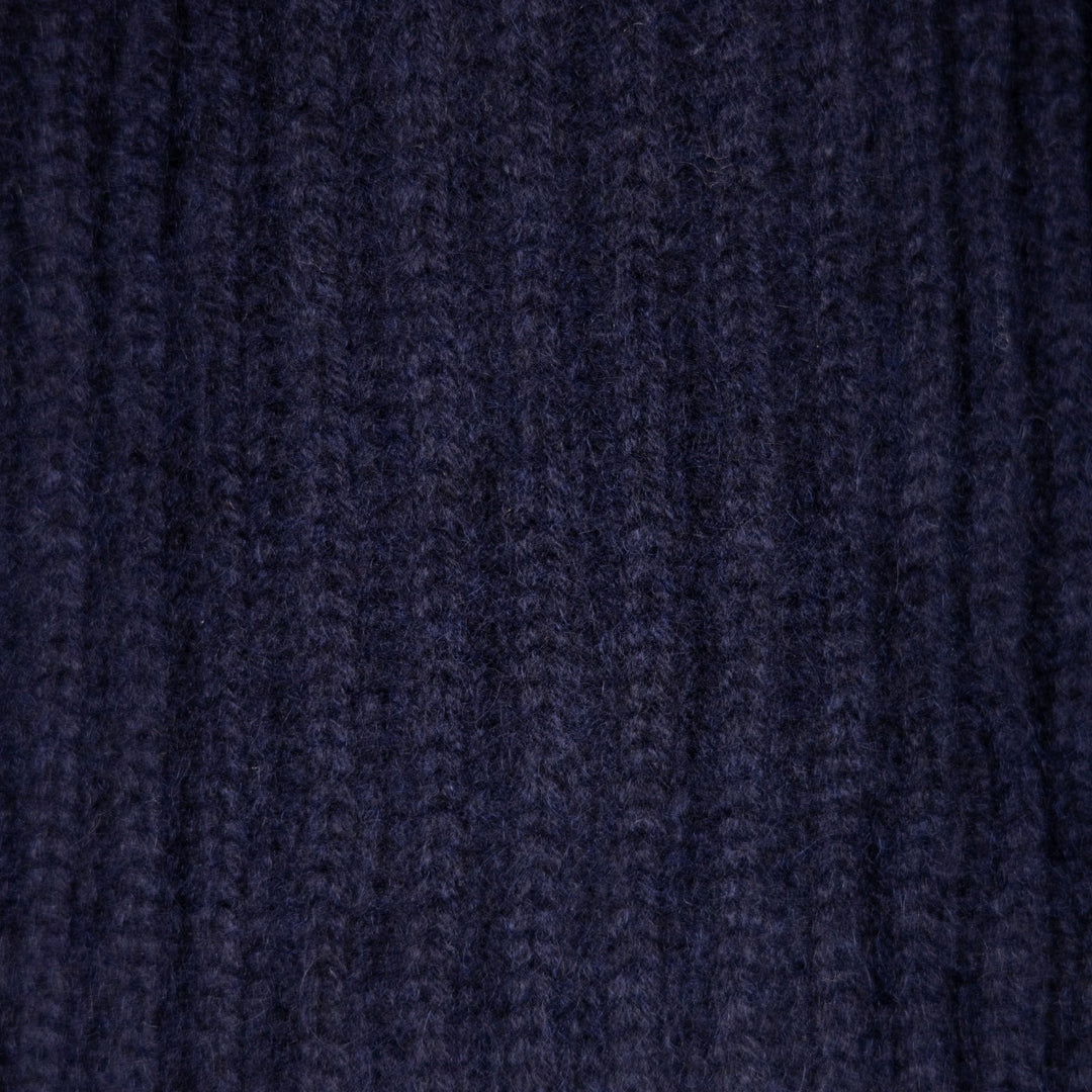 Navy Heavy Knitted Cashmere Shawl Collar Cardigan