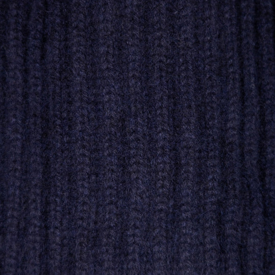 Navy Heavy Knitted Cashmere Shawl Collar Cardigan