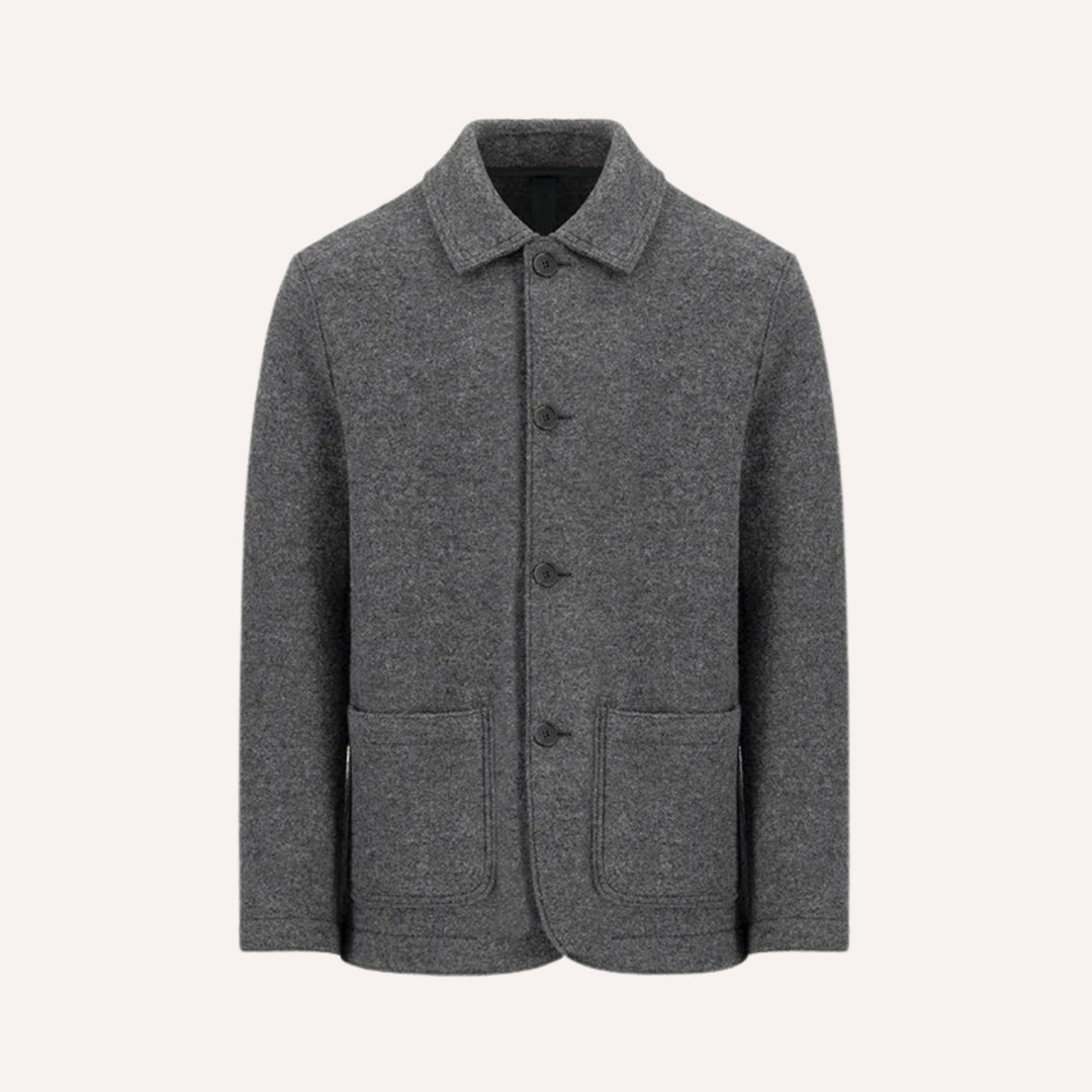 Grey Boiled Wool Utility Jacket