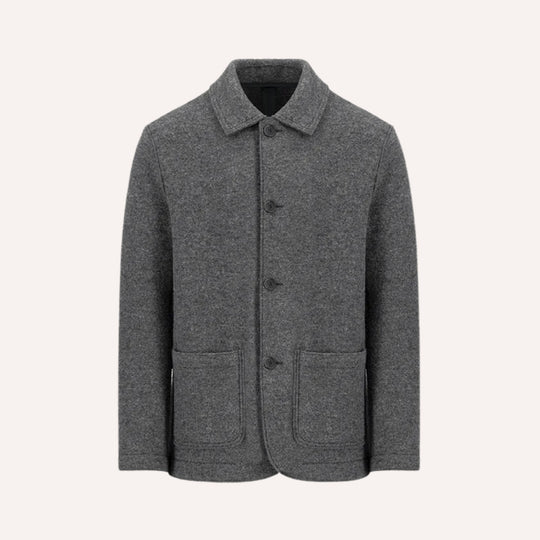Grey Boiled Wool Utility Jacket
