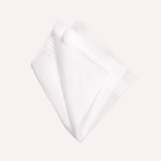 White Stripe Cotton Linen Pocket Square