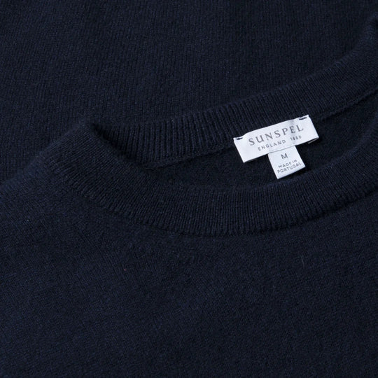 Navy Cashmere Crewneck Sweater