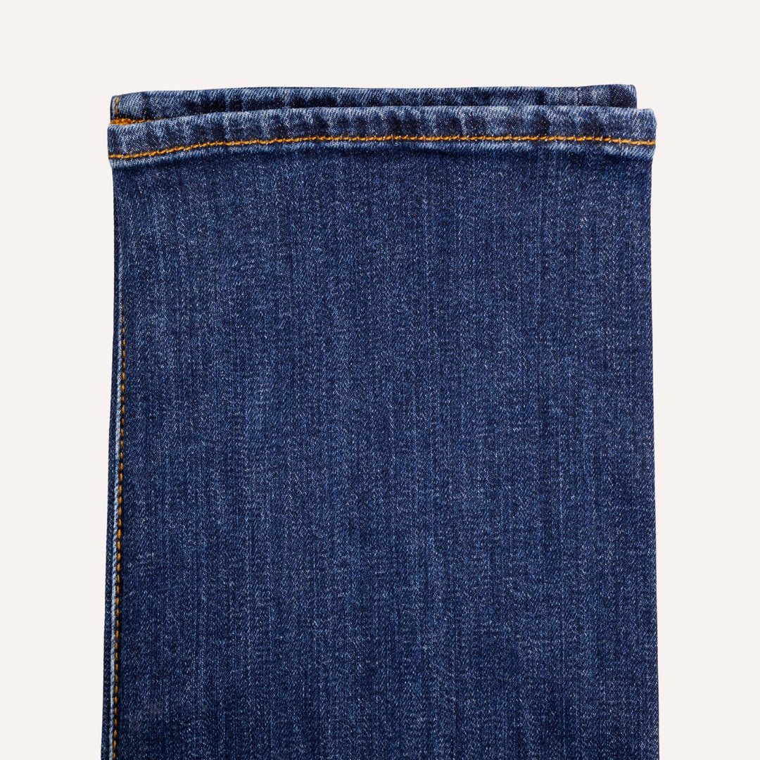 Dark Blue Washed Cotton Stretch Jeans - Slim Fit