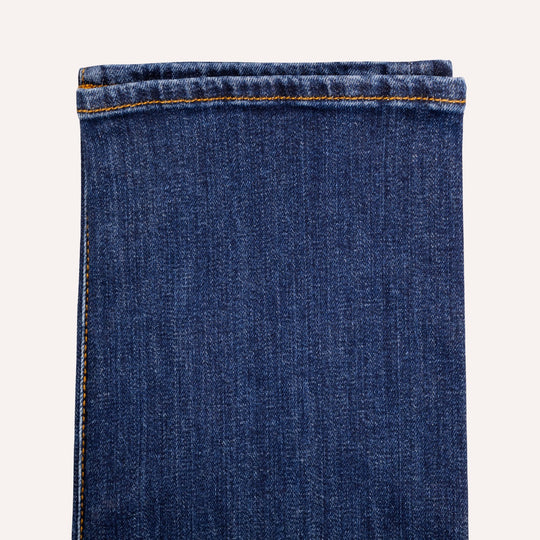 Dark Blue Washed Cotton Stretch Jeans - Slim Fit