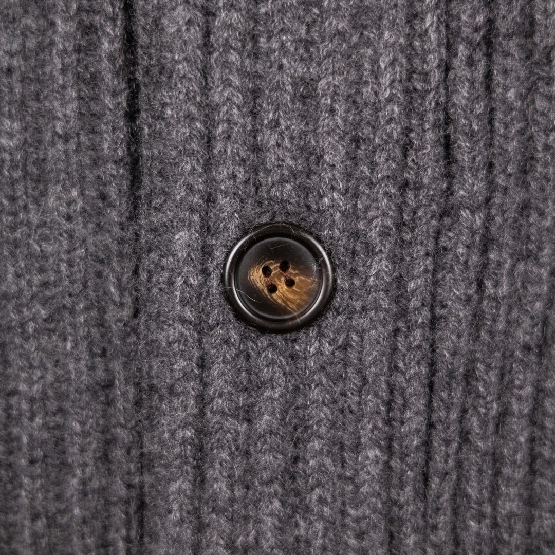 Dark Grey Heavy Knitted Cashmere Shawl Collar Cardigan