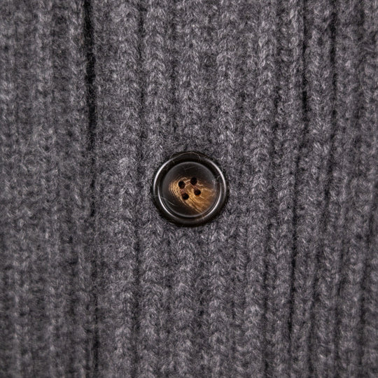 Dark Grey Heavy Knitted Cashmere Shawl Collar Cardigan
