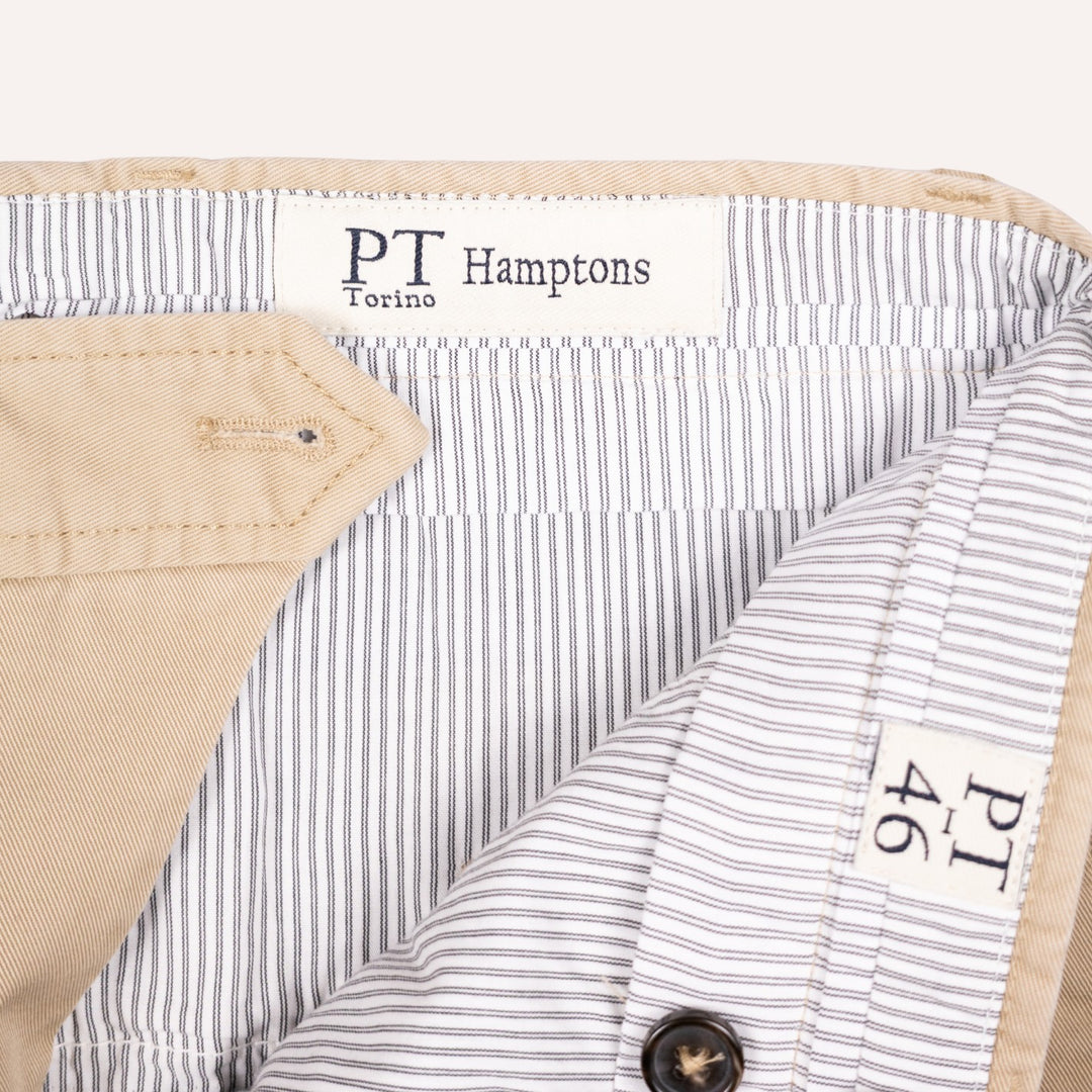 Washed Khaki Cotton One Pleat Officer Chino - Tapered Fit