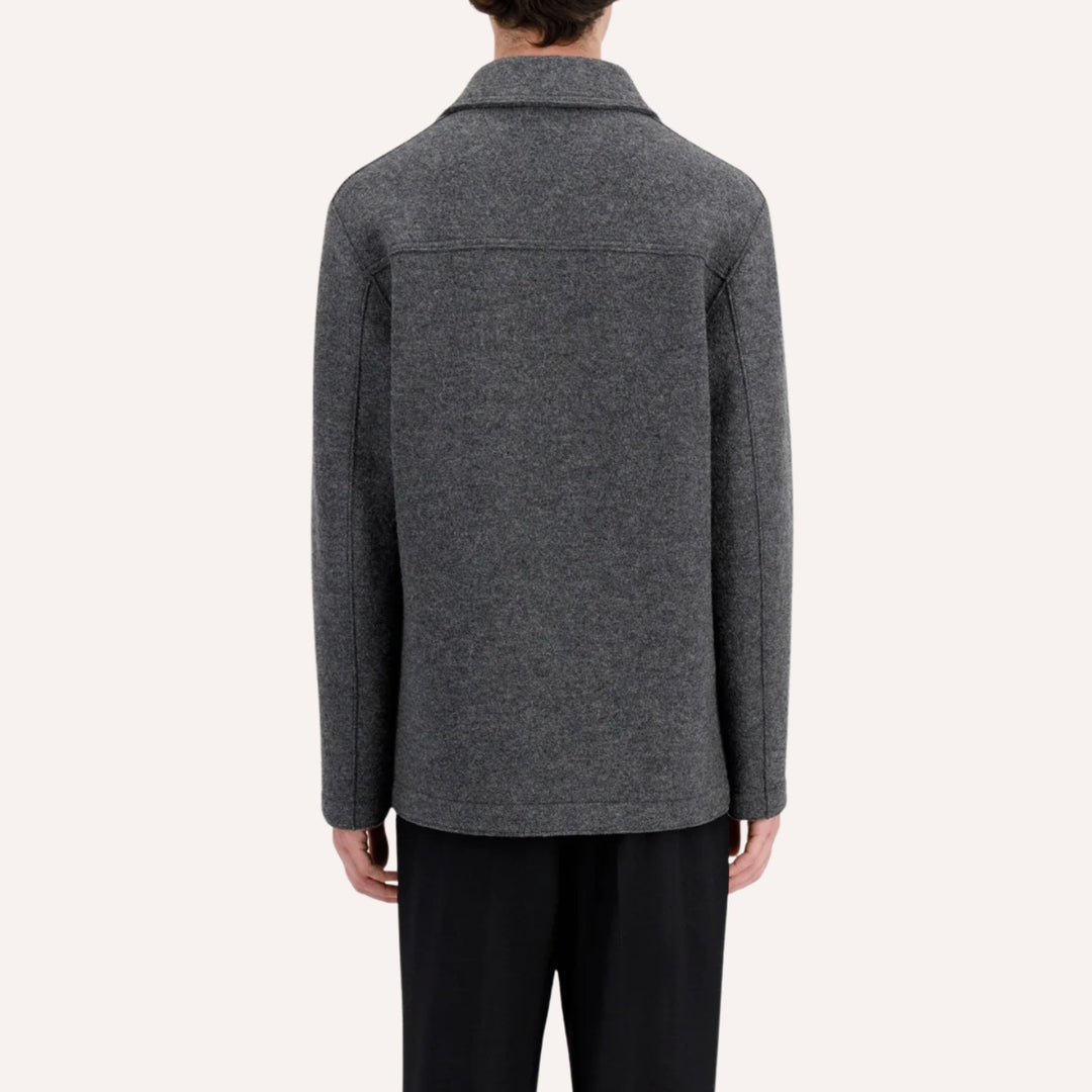Grey Boiled Wool Utility Jacket