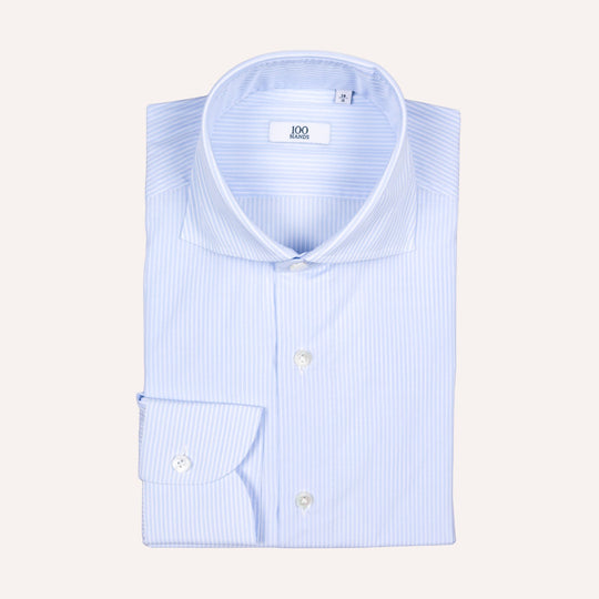 Light Blue Stripe Cutaway Cotton Shirt