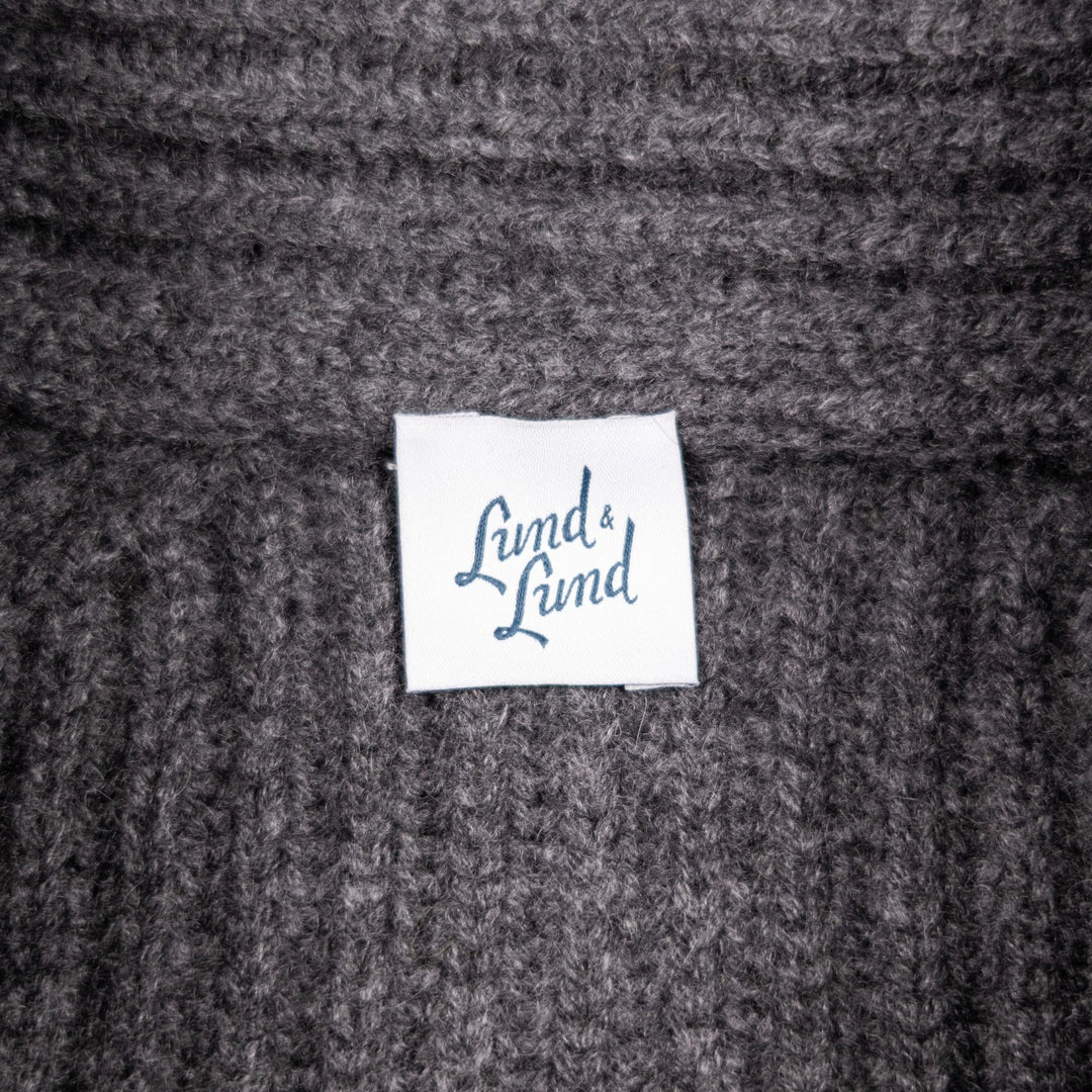 Dark Grey Heavy Knitted Cashmere Shawl Collar Cardigan