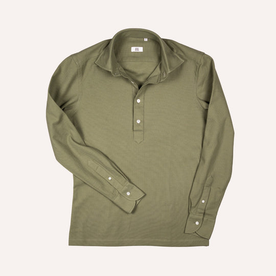 Olive Jersey Popover Shirt