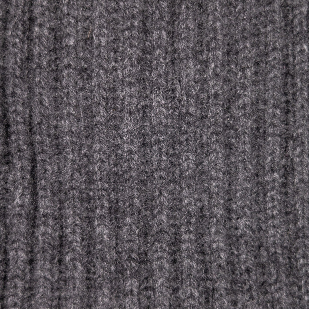 Dark Grey Heavy Knitted Cashmere Shawl Collar Cardigan
