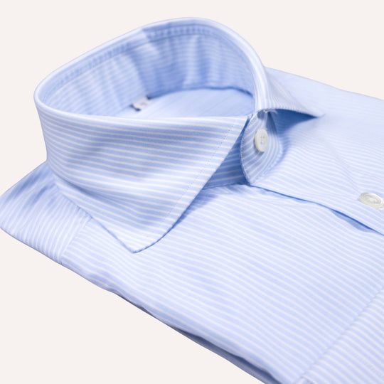 Light Blue Stripe Cutaway Cotton Shirt