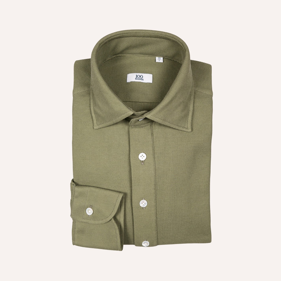 Olive Jersey Popover Shirt