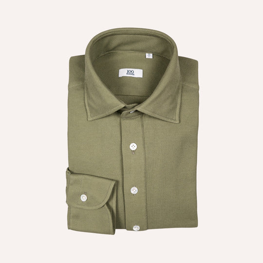 Olive Jersey Popover Shirt