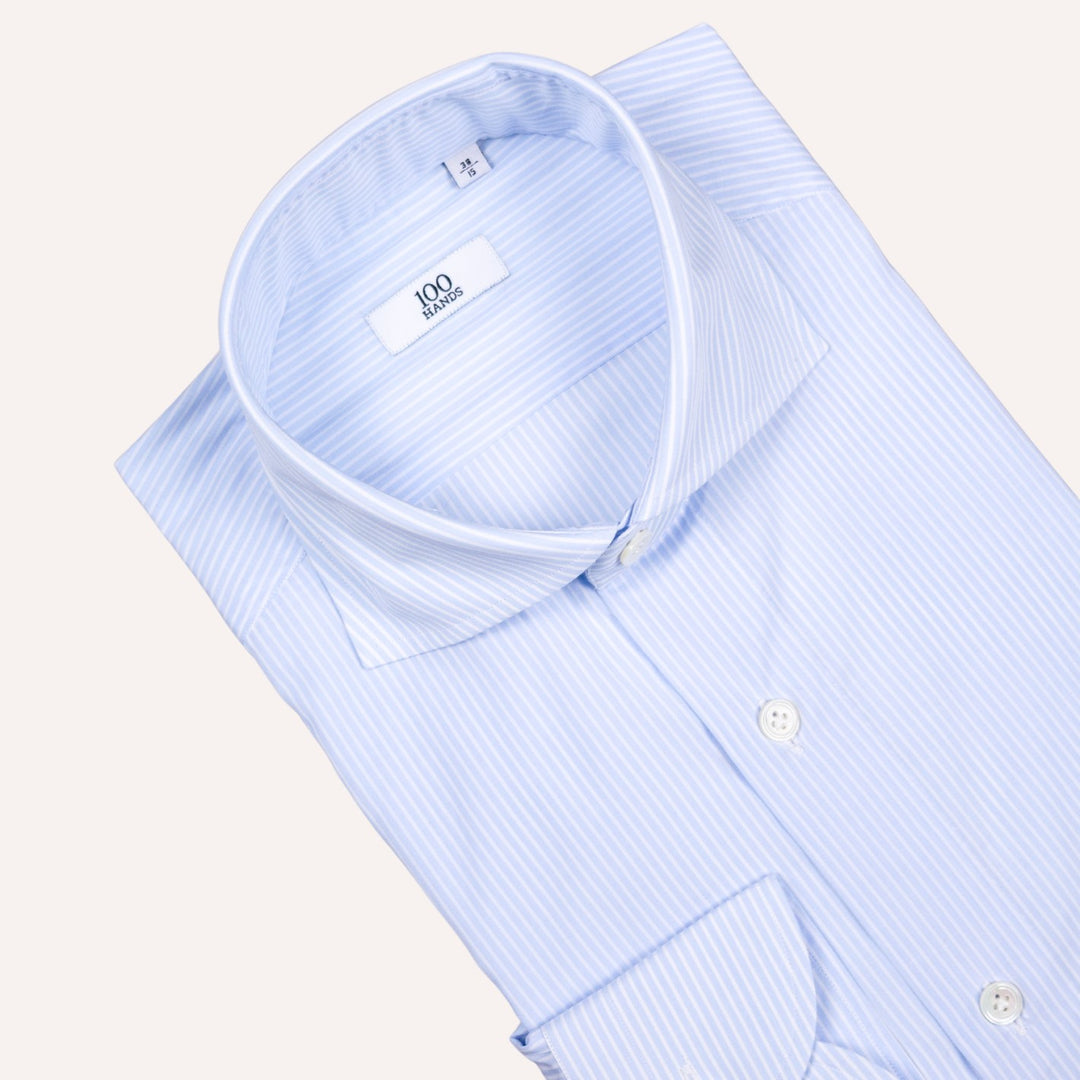 Light Blue Stripe Cutaway Cotton Shirt