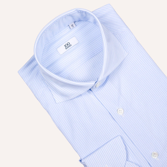 Light Blue Stripe Cutaway Cotton Shirt