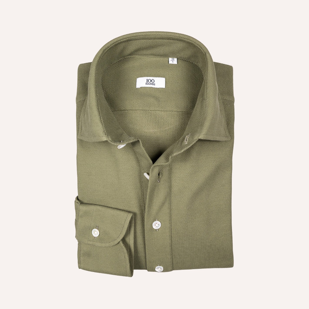 Olive Jersey Popover Shirt