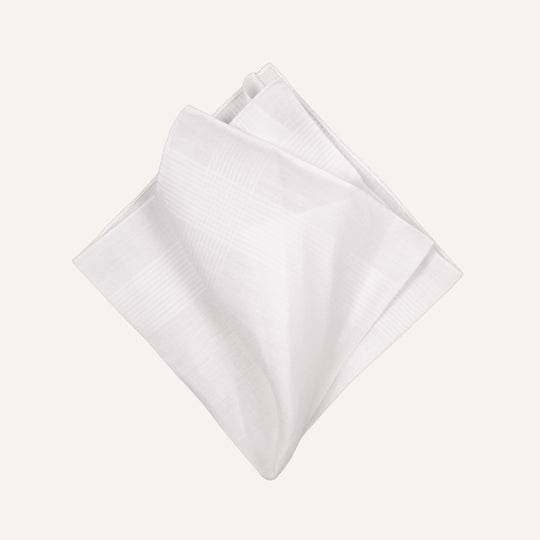 White Shadow Stripes Linen Pocket Square