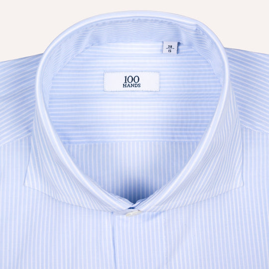 Light Blue Stripe Cutaway Cotton Shirt