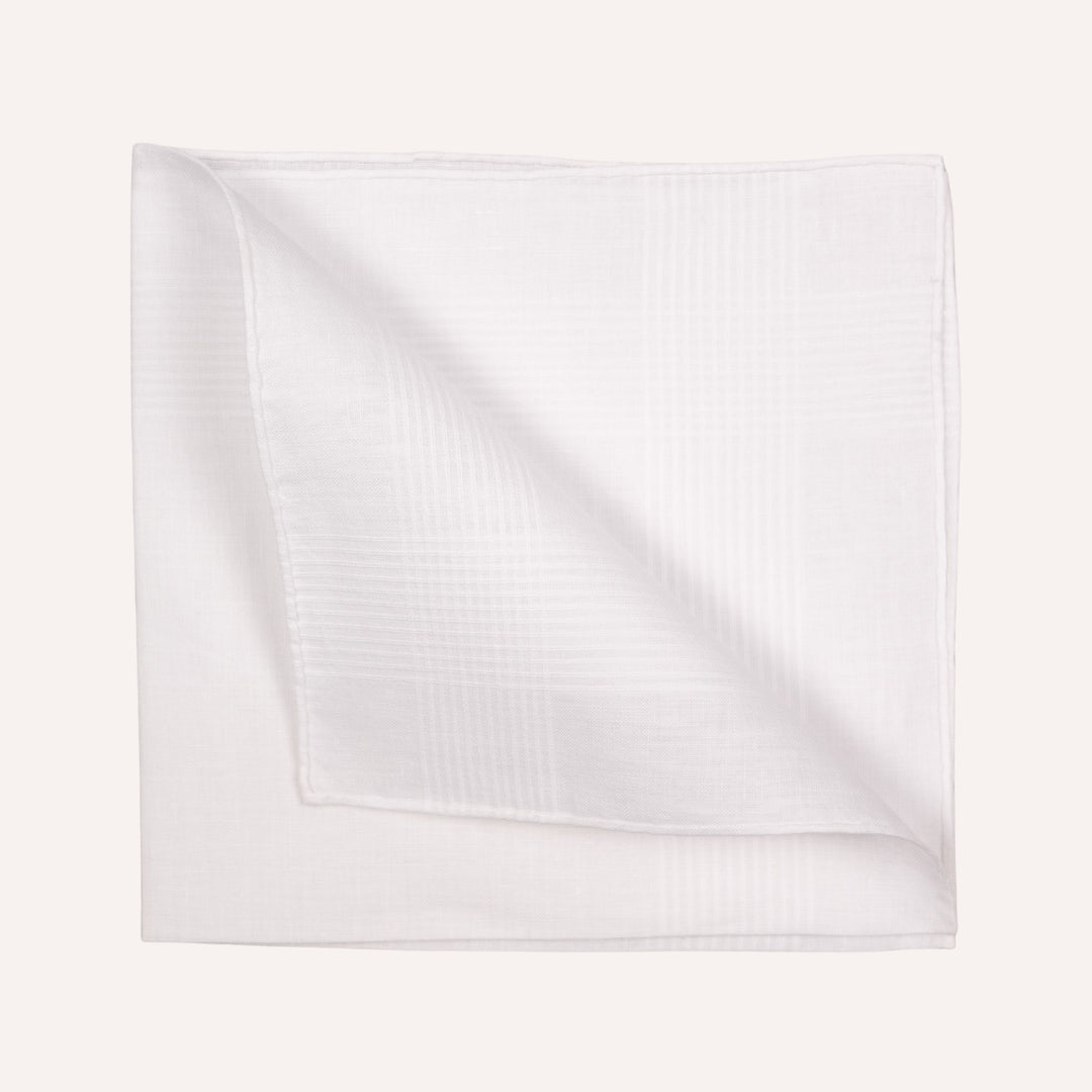 White Shadow Stripes Linen Pocket Square