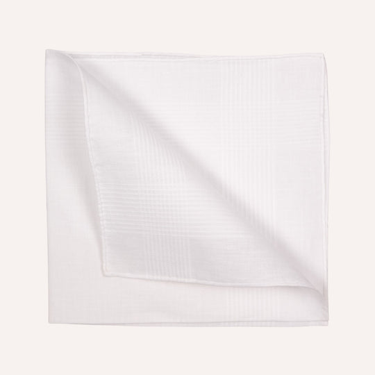 White Shadow Stripes Linen Pocket Square
