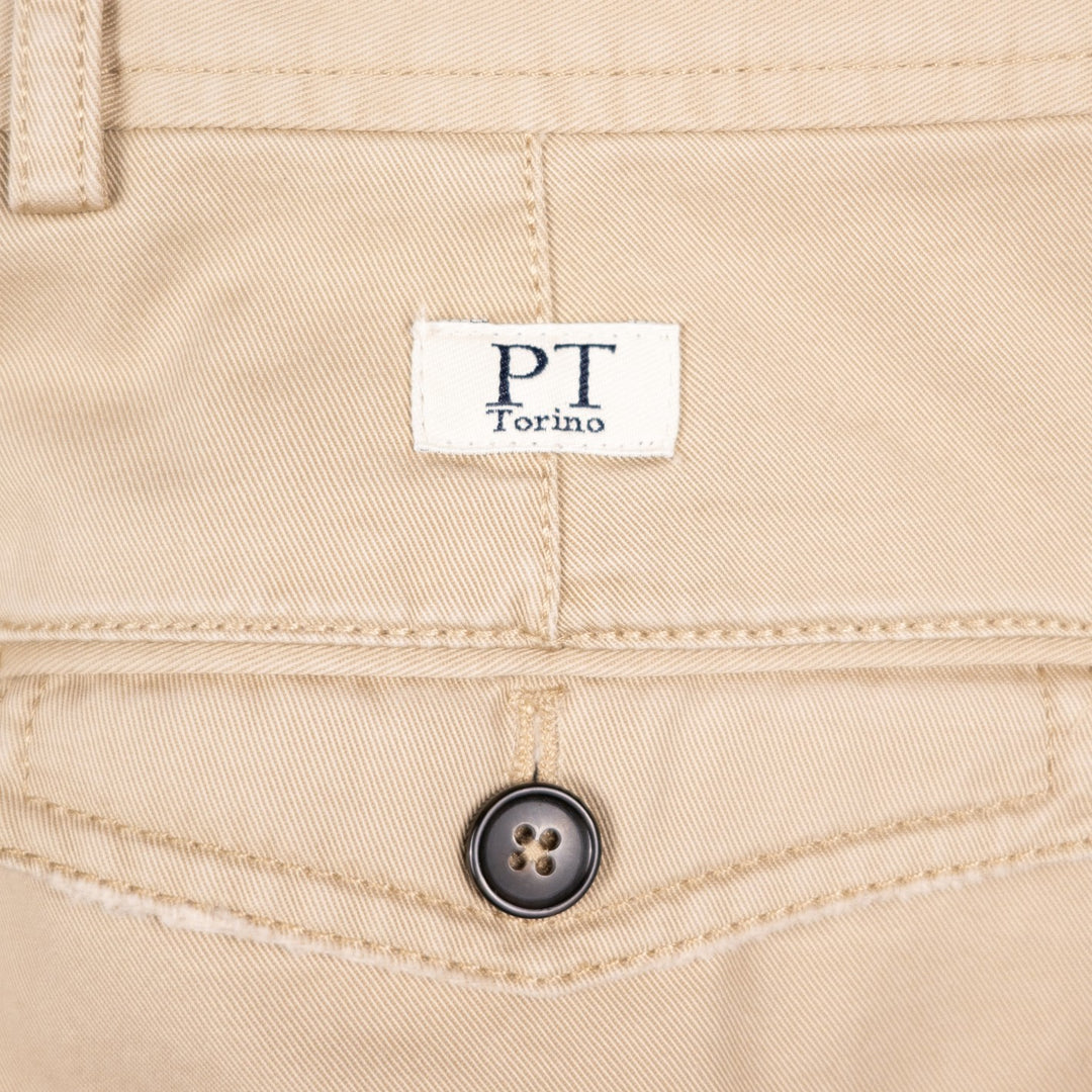 Washed Khaki Cotton One Pleat Officer Chino - Tapered Fit