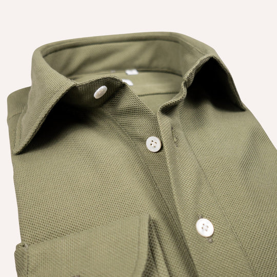 Olive Jersey Popover Shirt