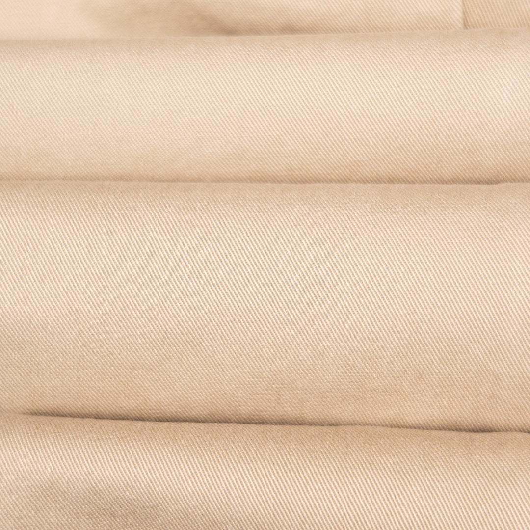 Washed Khaki Cotton One Pleat Officer Chino - Tapered Fit
