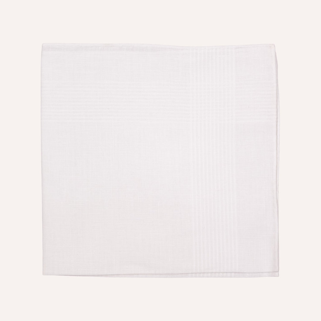 White Shadow Stripes Linen Pocket Square