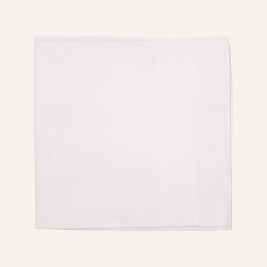 White Shadow Stripes Linen Pocket Square